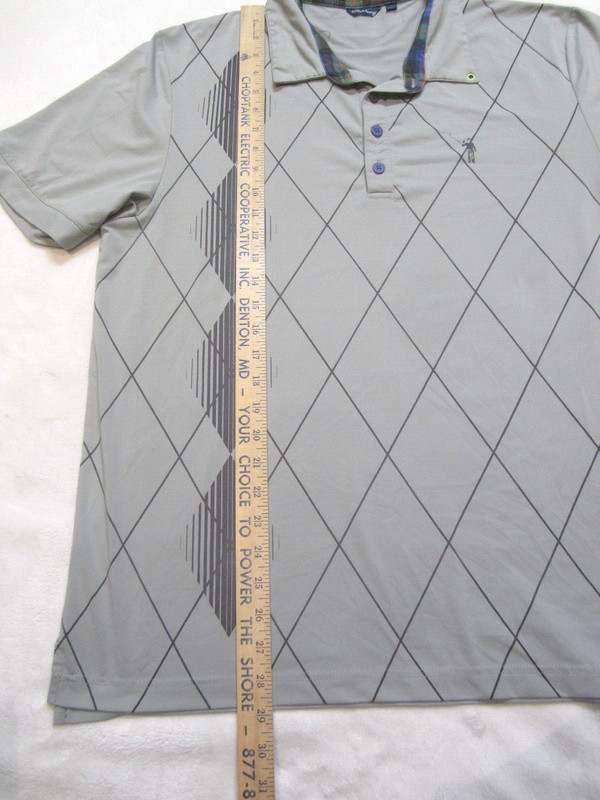 William Murray Golf Gray Argyle Print Polo T-Shirt Size Large EUC gallery