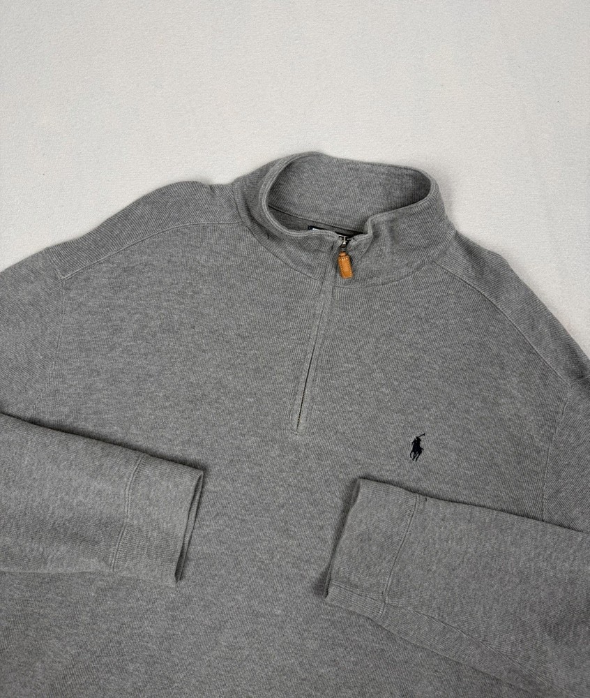 Polo Ralph Lauren Pullover Mens XL Gray 1/4 Zip Sweater Preppy Casual