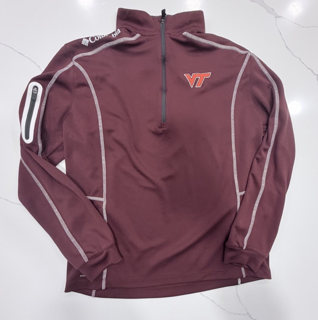 Columbia Golf Virginia Tech VT Quarter Zip Pullover Mens Medium Maroon Omni-Wick gallery
