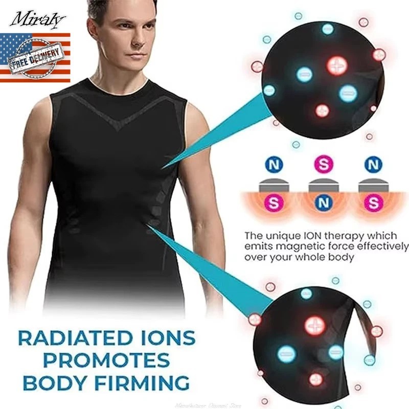 Men Compression Shirt Version Ionic Shaping Sleeveless Vest Sport Tank Top S-2XL gallery