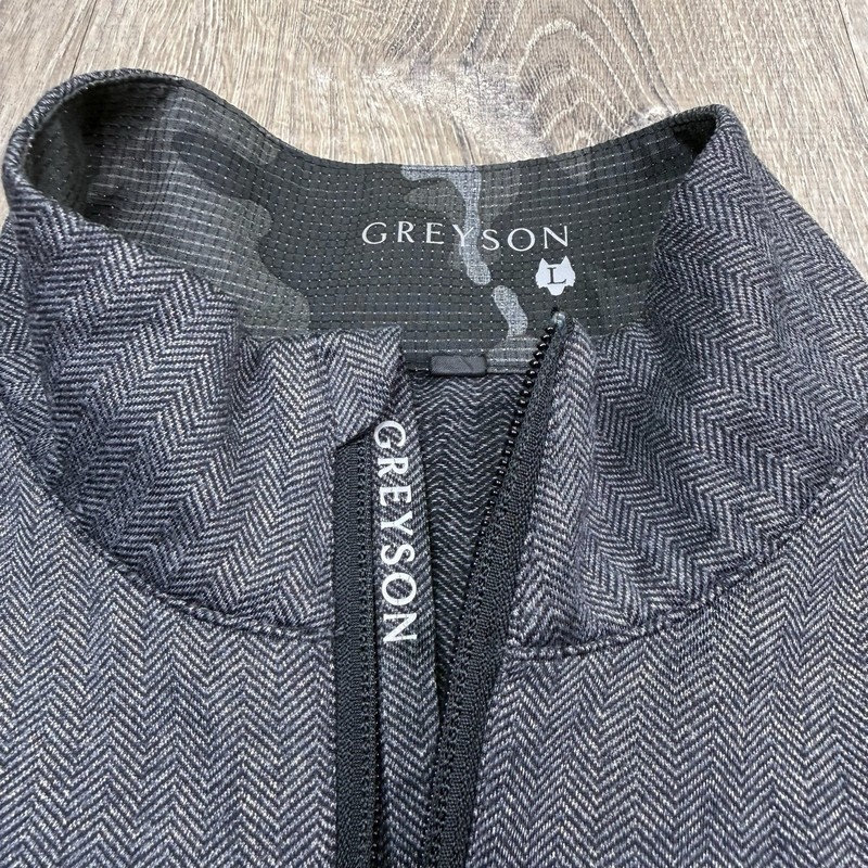 Greyson Pullover Tate 1/4 Zip Golf Sweater Grey Herringbone Stretch Men’s Large gallery