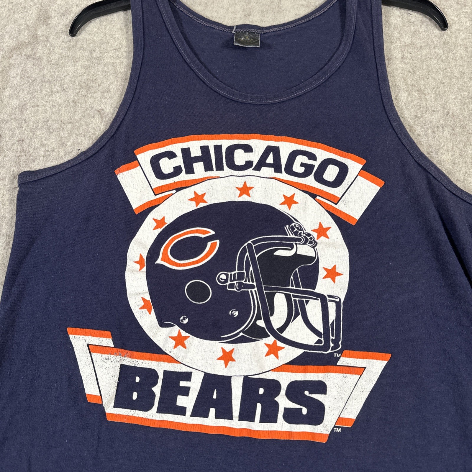 Vintage Chicago Bears NFL Tank Top Medium? Navy Blue Helmet Logo Anvil gallery