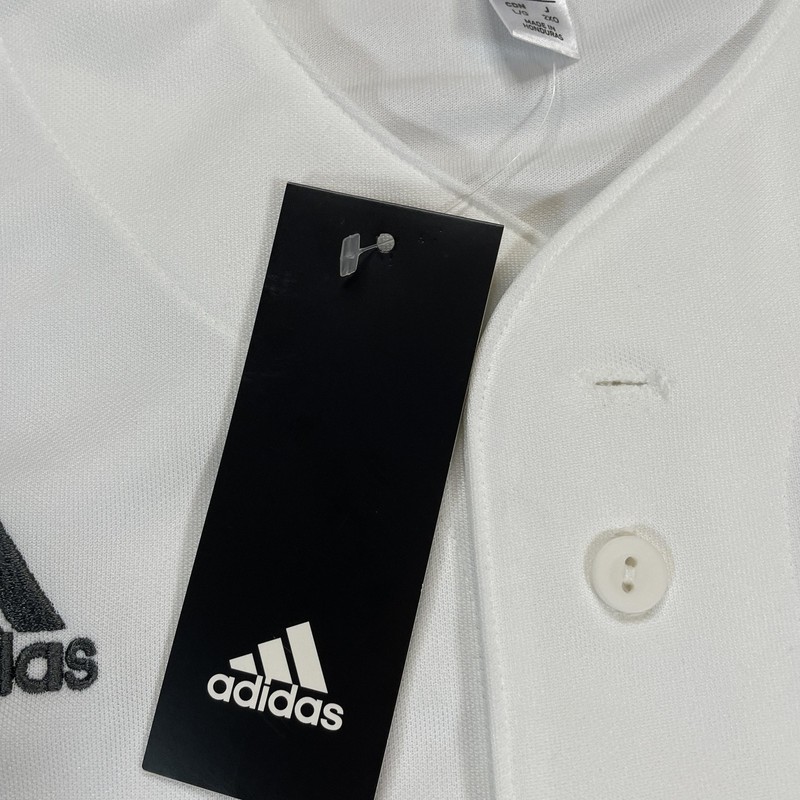 Adidas Shirt Mens Large White Baseball Button Front Jersey Performance Athletic gallery