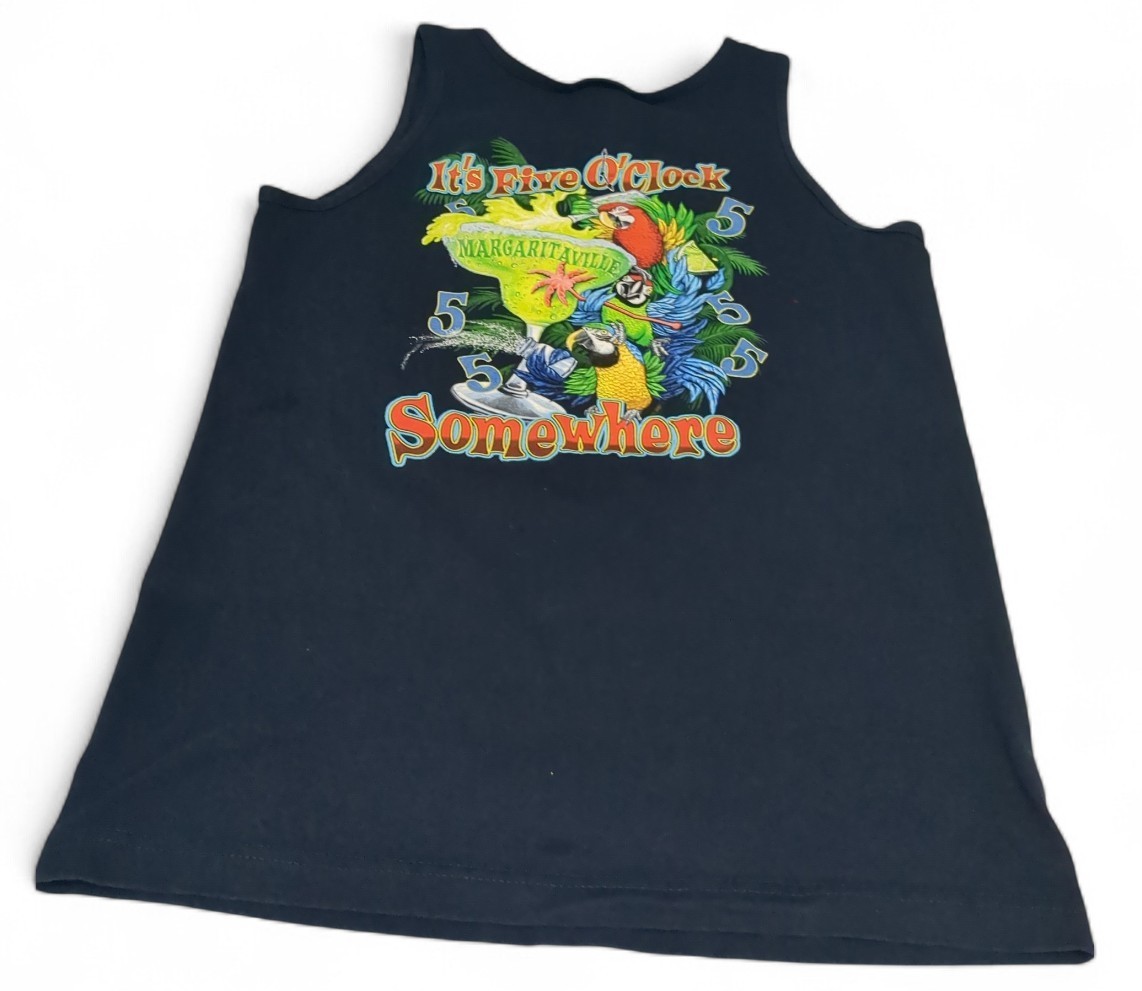 Maritaville It's 5 O'Clock Some Where Navy Blue Tank Top Sz S gallery