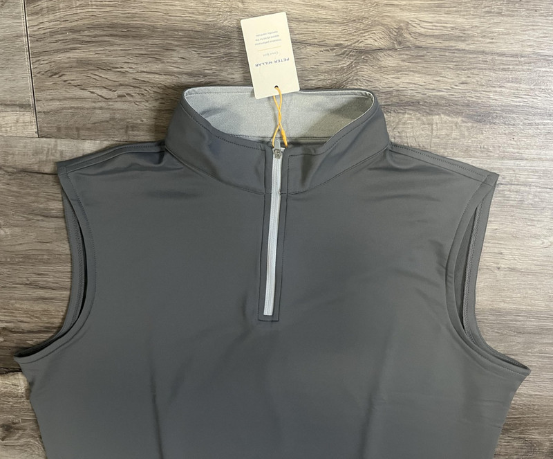 Peter Millar Vest Mens XL Gray Crown Sport Galway 1/4 Zip Golf Pullover gallery