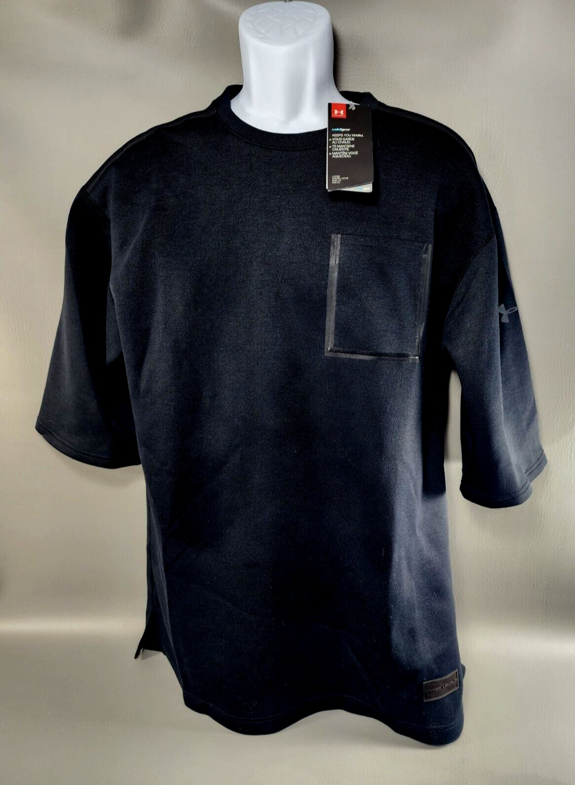 Under Armour - ColdGear Loose-Fit Mens Black Thermal Shirt w/Pocket - Size LGT gallery