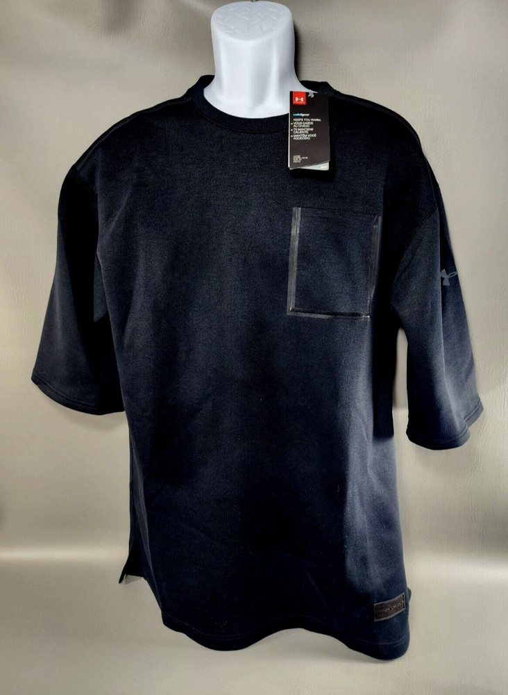 Under Armour - ColdGear Loose-Fit Mens Black Thermal Shirt w/Pocket - Size LGT