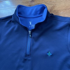 Fairway & Greene F&G Tech Mens Small Solid 1/4 Zip Mock Pullover Blue Club Logo