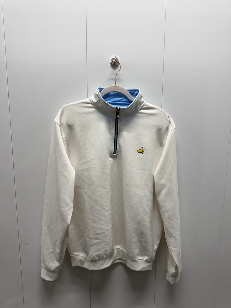 Masters Tech Golf Mens White Performance 1/4 Quarter Zip Large