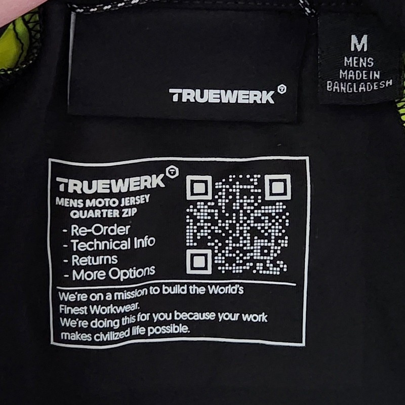 Truewerk Moto Jersey 1/4 Zip Mens Medium Black Hi-Vis Yellow Reflective NEW gallery