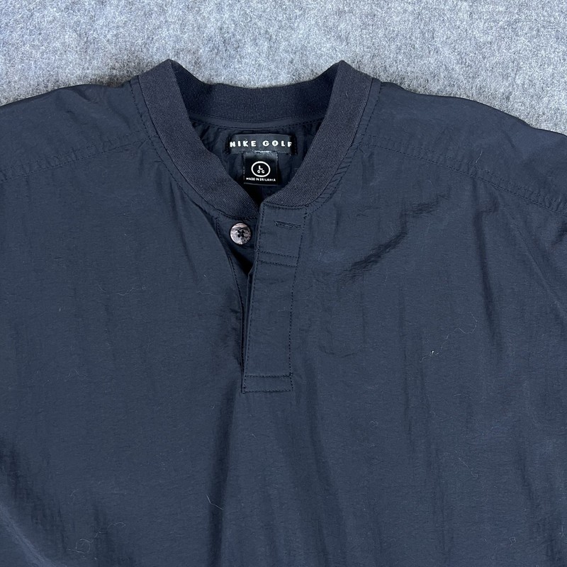 Vtg Nike Golf Men's Quarter Button Pullover Windbreaker Black 100% Nylon Size L gallery