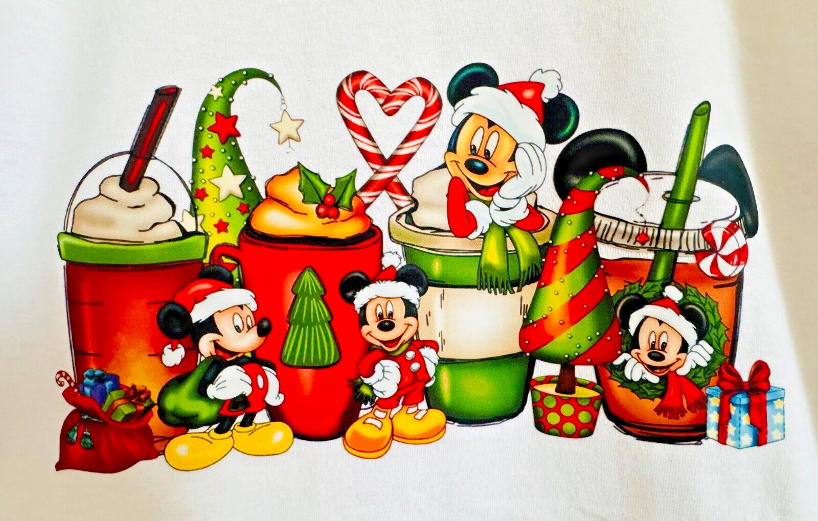 Christmas Mickey Mouse Theme Men's T-Shirt Crew Neck (Size M) gallery