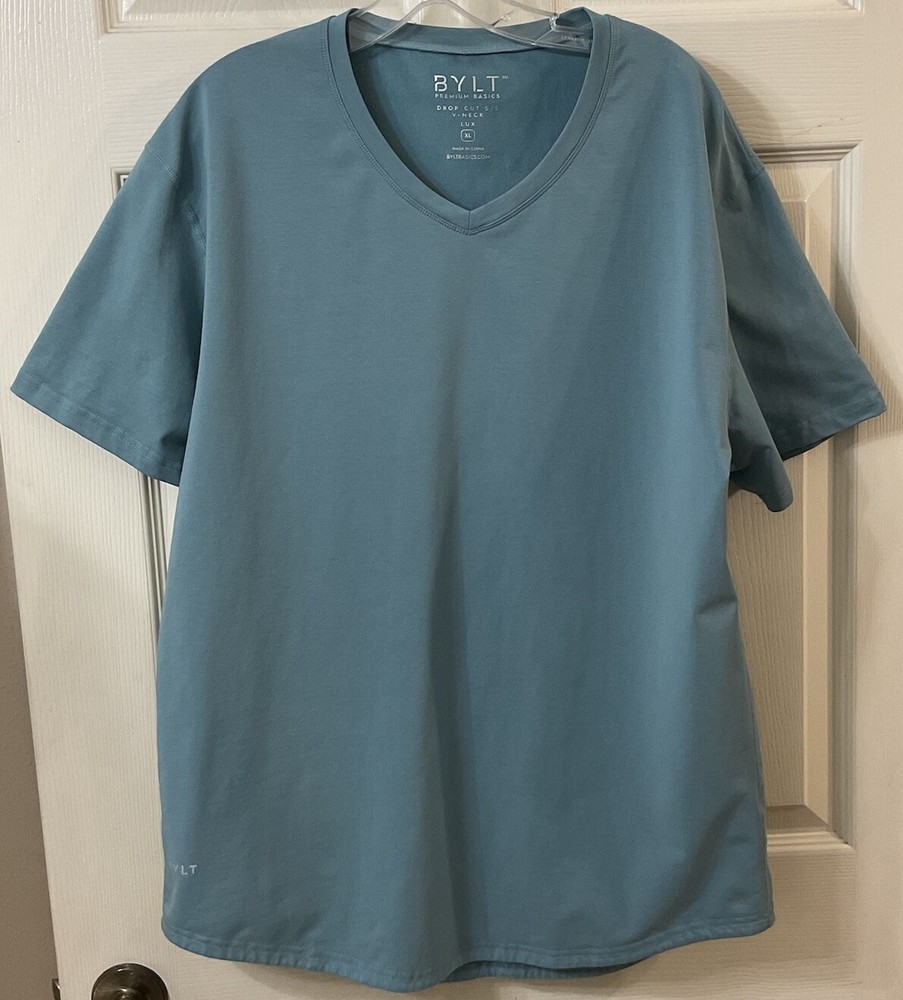 BYLT Premium Basics Drop Cut S/S V Neck Lux Size XL Men’s Medium Blue Color EUC