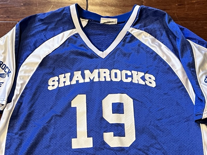 Teamwork Athletic Blue Mens Large Shamrocks #19 Mesh Lacrosse Practice Jersey gallery