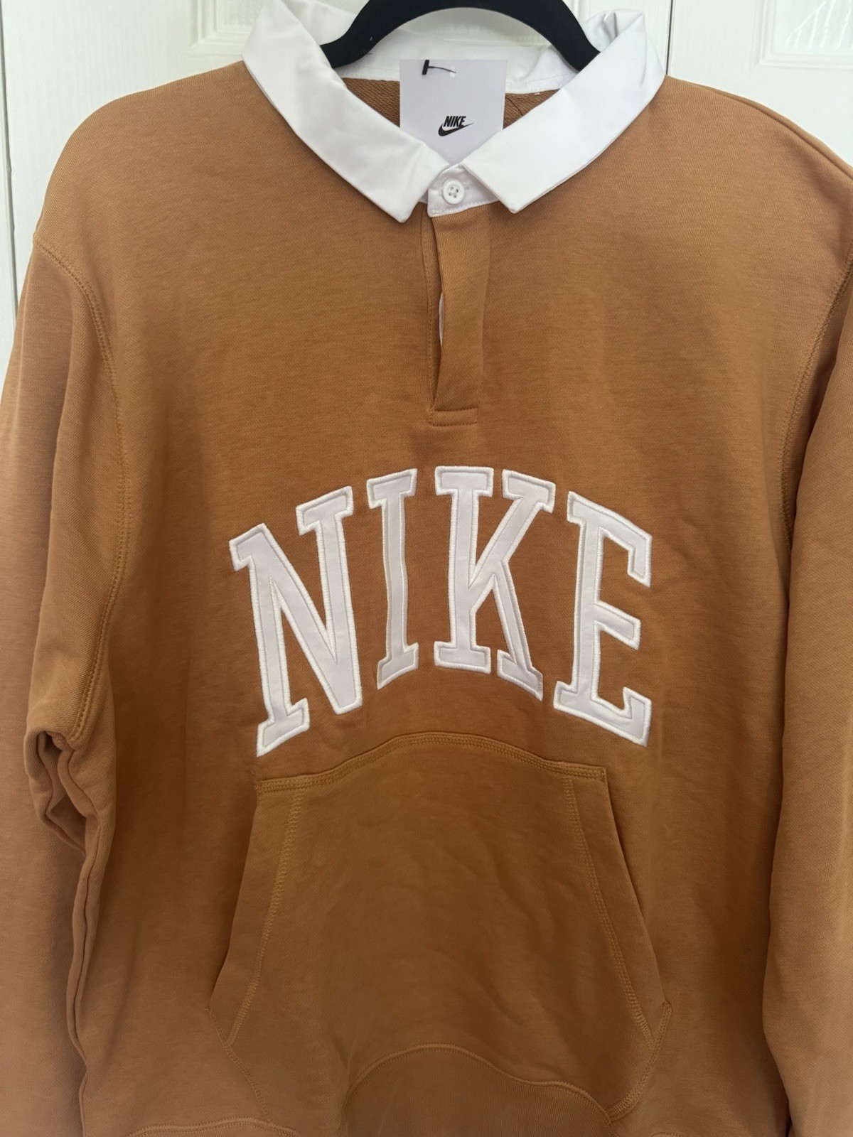 Nike Club Fleece Pullover Mens Sz L Brown Long Sleeve Fleece Polo FN3112-224 gallery
