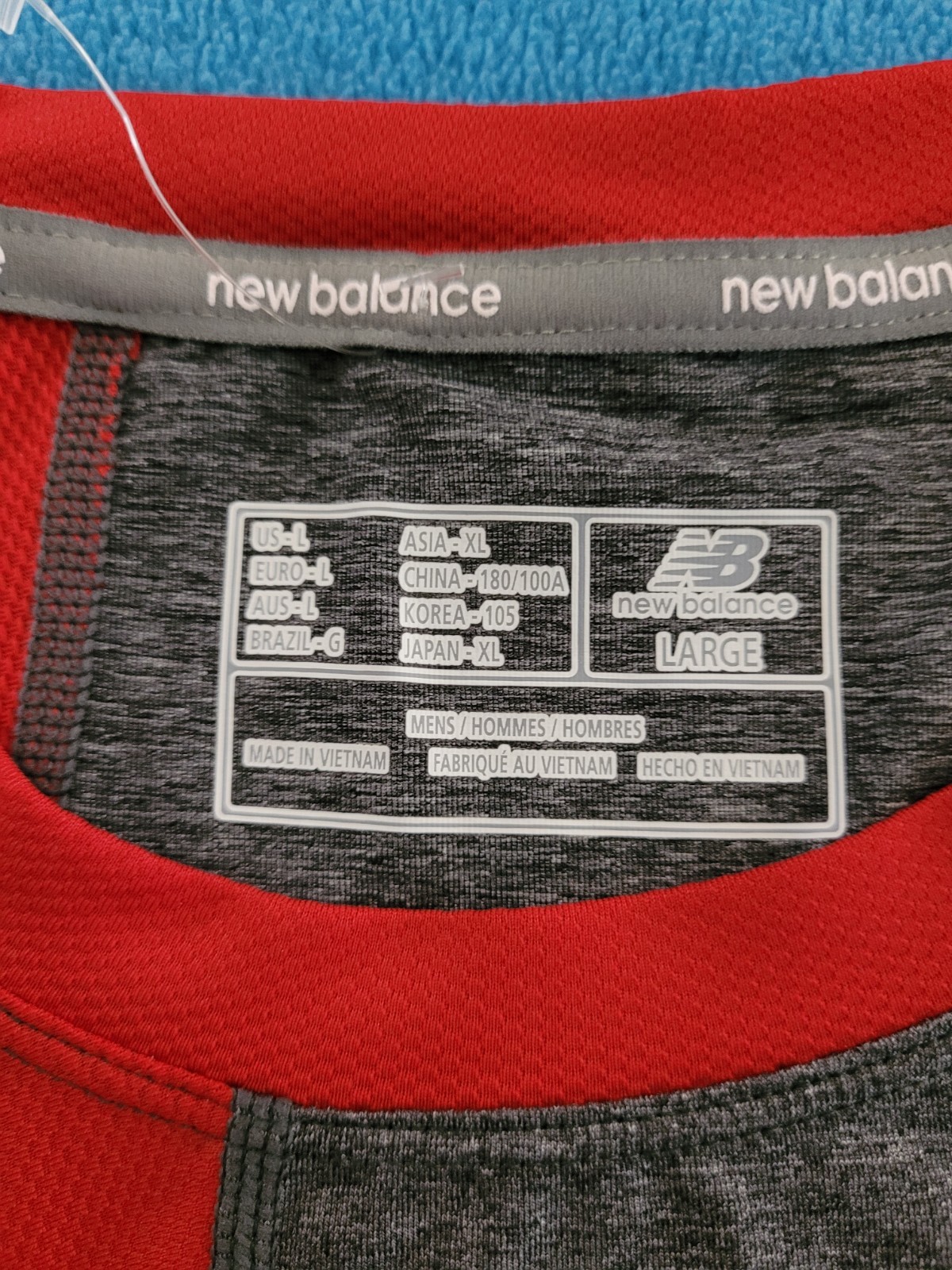 New Balance Mens Asym 2.0 Rightie Baseball Tee Shirt 3/4 Sleeve Red and Gray gallery