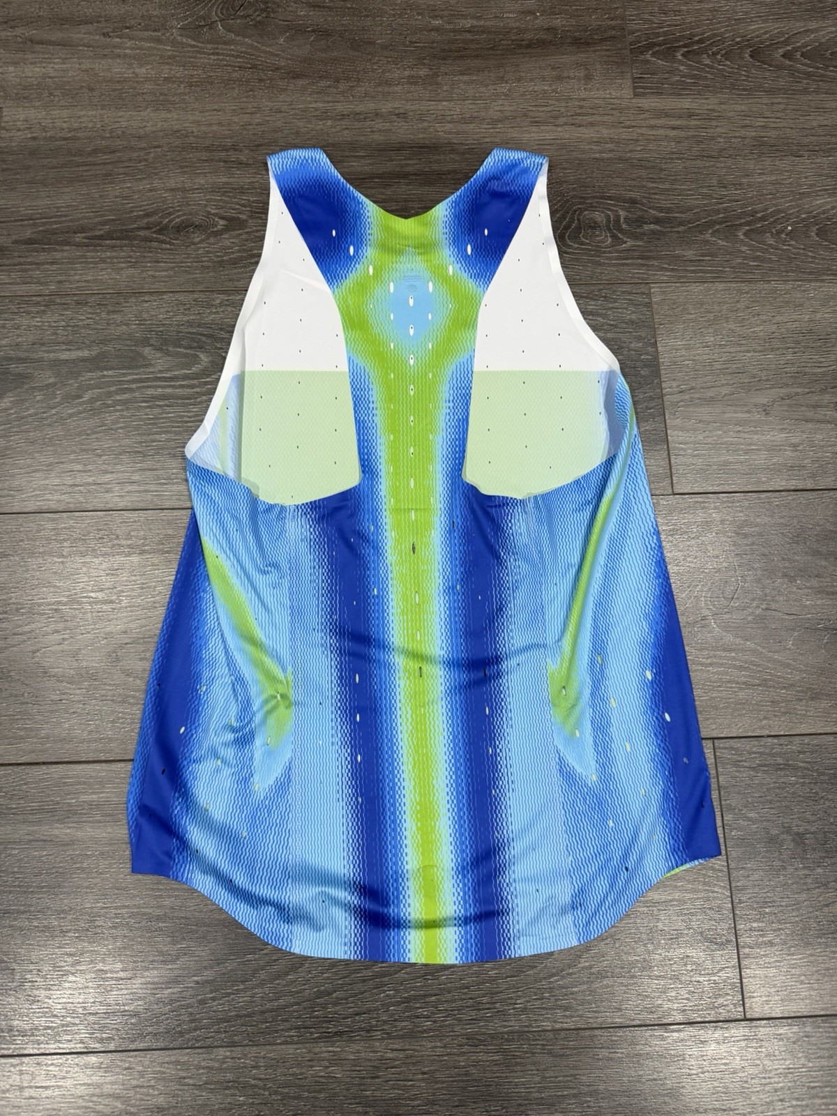 NWOT MENS MEDIUM NIKE 2025 PRO ELITE RUNNING GREEN/BLUE SINGLET gallery