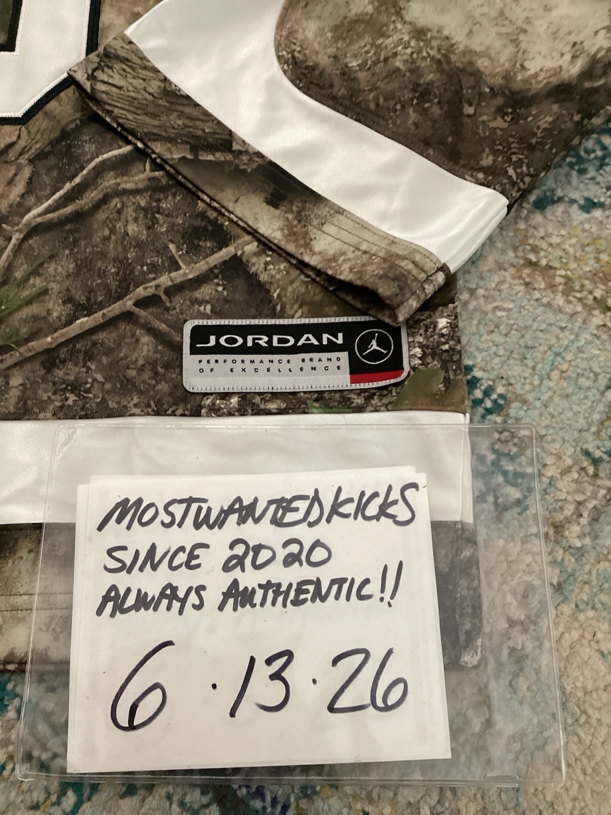 NWT Nike Air Jordan Brooklyn Realtree Hockey Jersey Medium Olive Sail Mens Sz M gallery