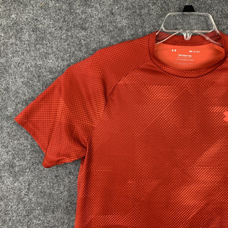 Under Armour The Tech Tee Men Small Red Subtle Geometric Pattern gallery