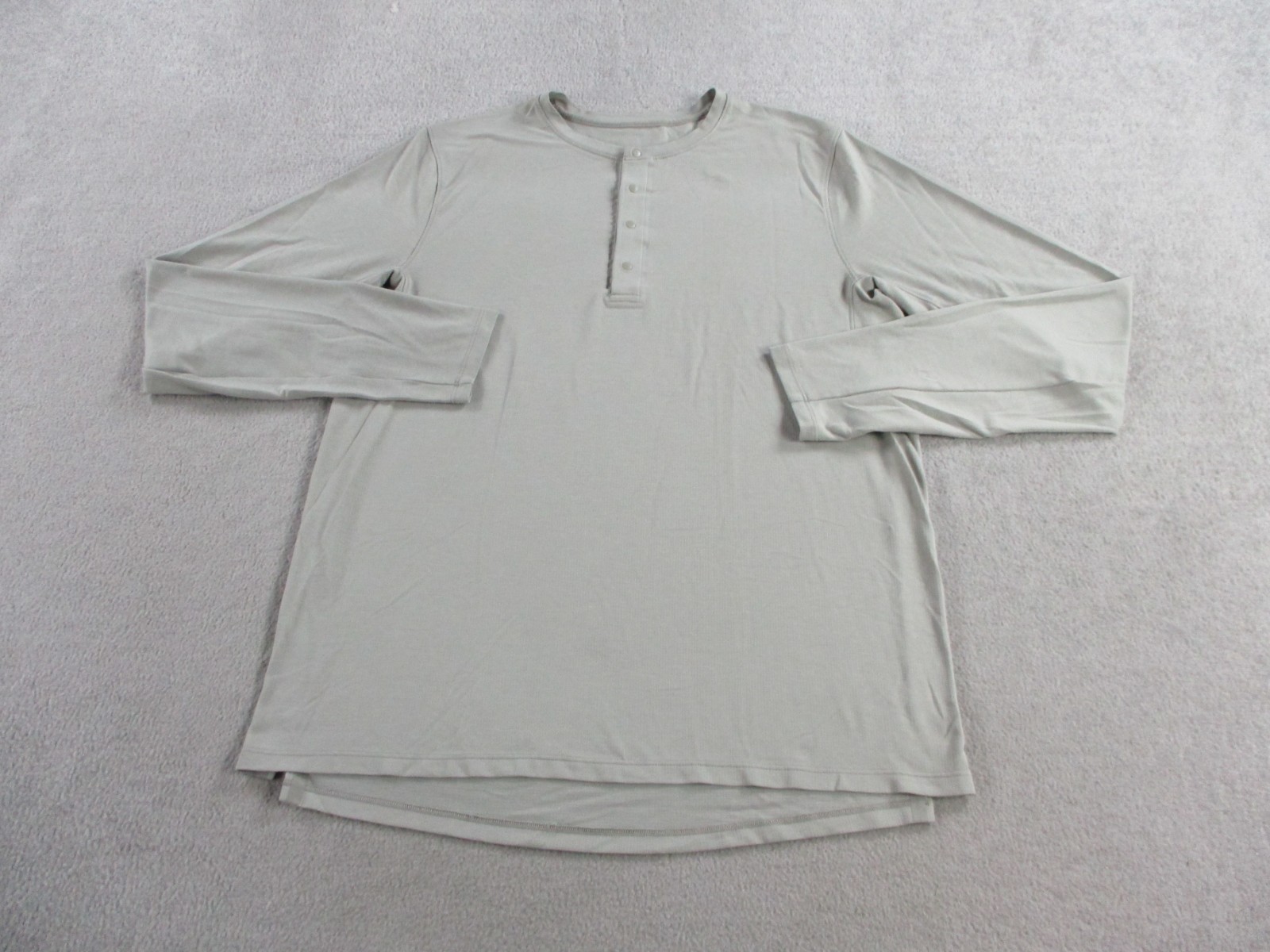 Lululemon Shirt Mens Medium Gray Henley Tech Performance Snap Button Long Sleeve gallery