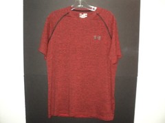 Under Armour Shirt Men’s Size M Crew Heat Gear Dark Red & Black Short Sleeves