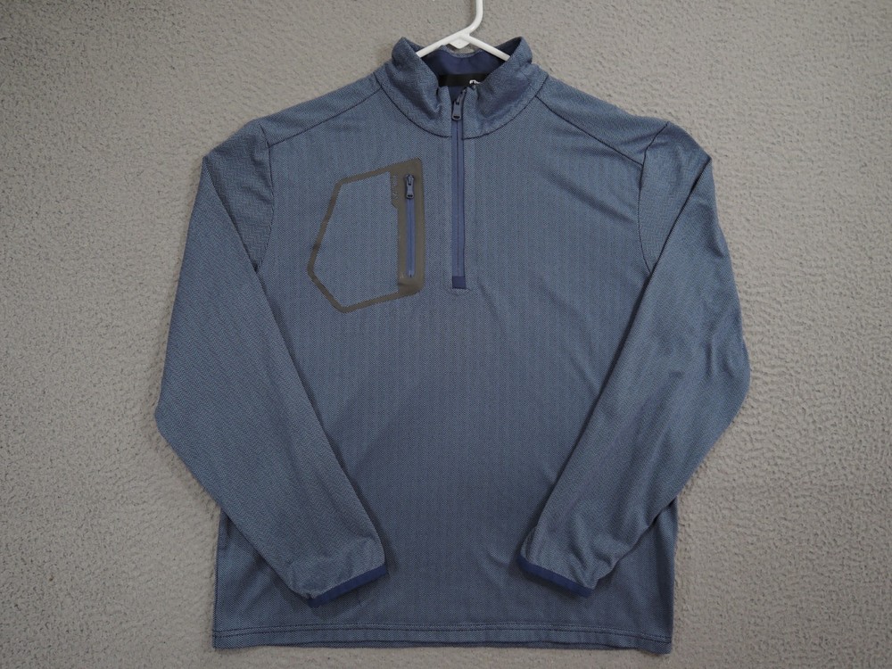RLX Ralph Lauren Pullover Medium Blue Luxury Jersey Herringbone 1/4 Zip