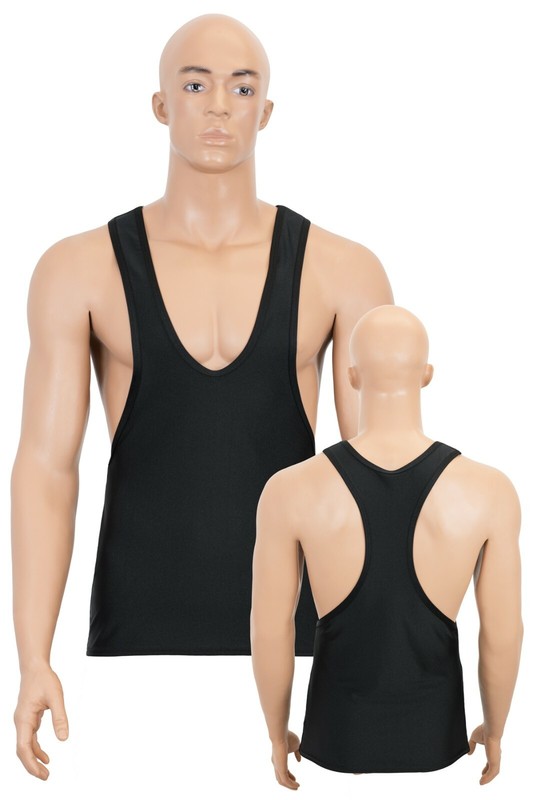 Mens Stringer Top Tank Top Skin Tight Elastic Stretch Shiny Sports Top Fitness gallery