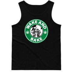 🔥 Wake and Bake Mens Unisex Tank top Coffee Weed Love Day off Morning gift tee