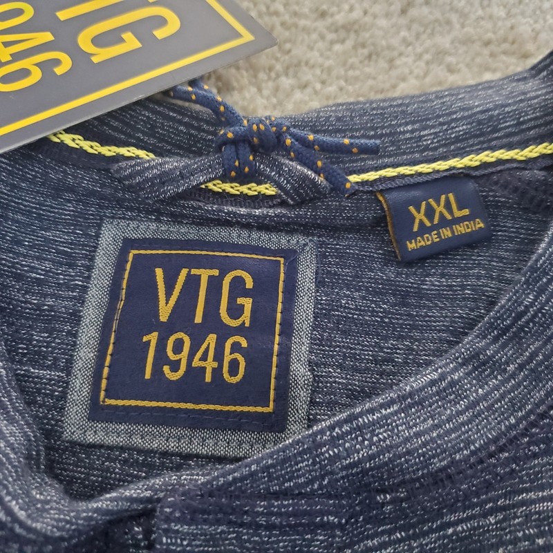 VTG 1946 Men's Pullover Henley Shirt Size 2XL XXL Blue Heather Long Sleeve NWTG gallery