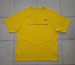 Nike Men’s Large Livestrong Shirt Yellow Fit Dry Bowerman Series Cycling