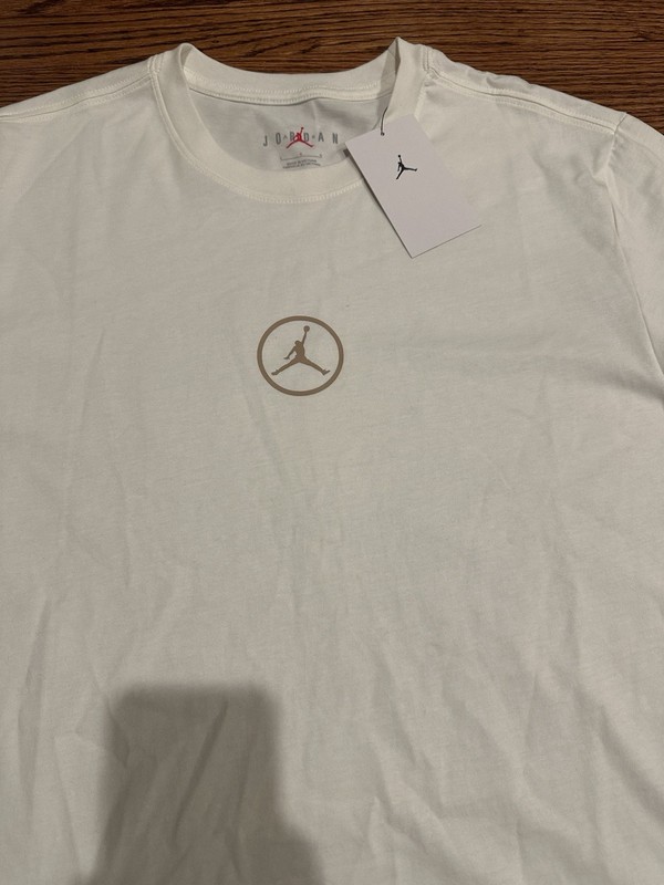 Nike Air Jordan Jumpman Circle Logo T-Shirt Mens Large Sail/Desert HJ2338-133 gallery