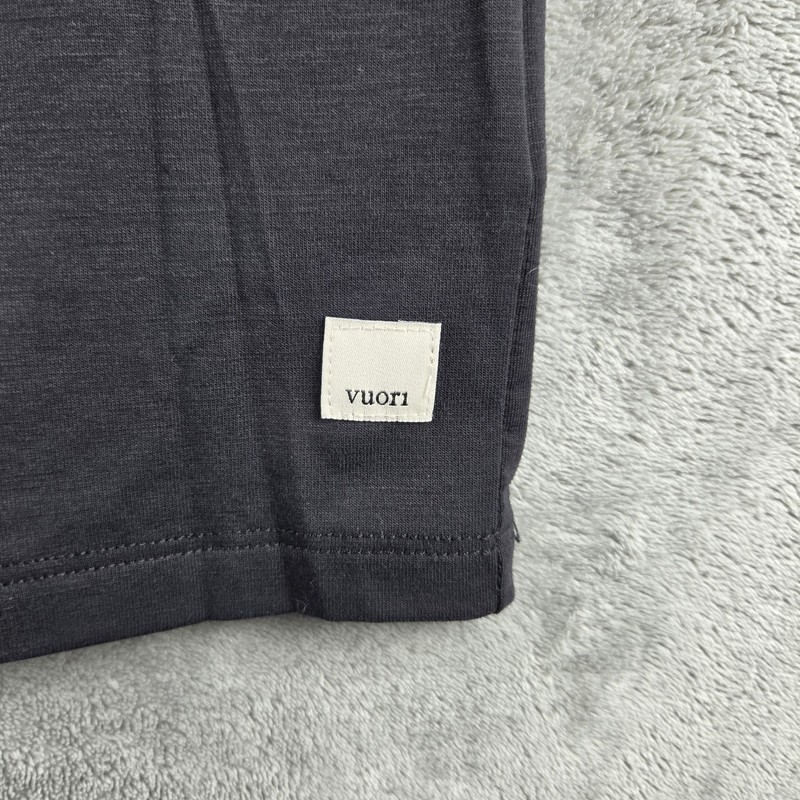 Vuori Current Tech Crew Neck Long Sleeve Black T Shirt Men's Medium White Stitch gallery