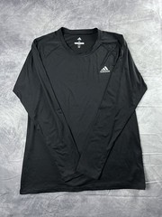 Adidas Mens Tech Fit Aeroready Black Long Sleeve Training Prime Green T-shirt M