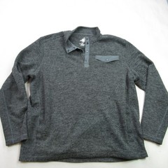 johnnie-O Men’s XL Gray Activewear Top Long Sleeve Snap Placket Chest Pocket