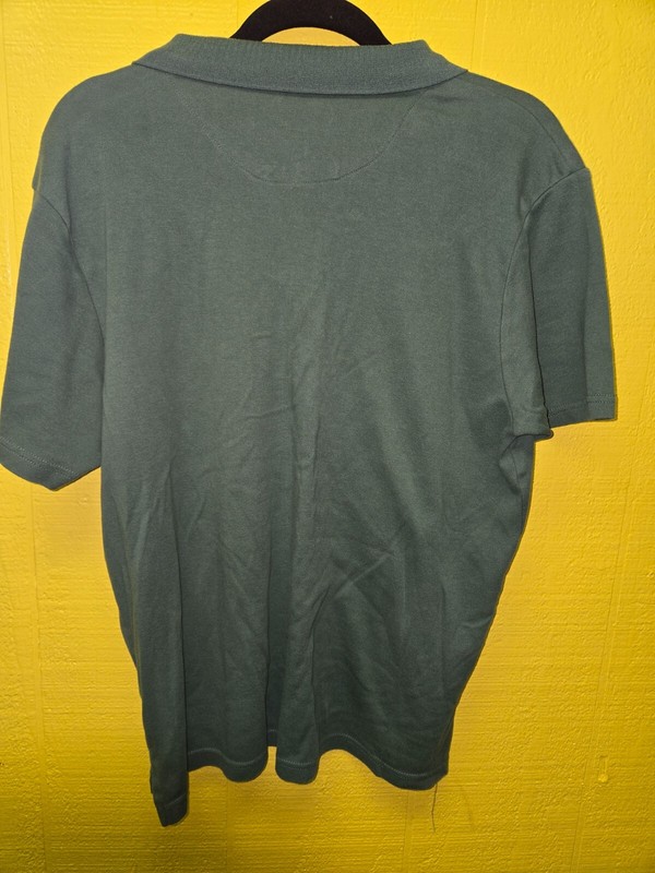 Porta Sur Men's short sleeve 3-button pullover collared algadon green shirt - L gallery
