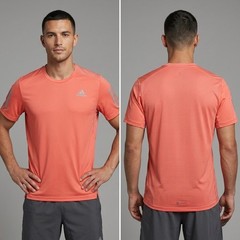Adidas Running Own The Run Tee Mens Medium Coral Orange Aeroready IC7628