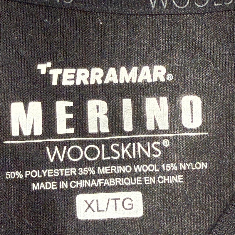 Terramar Woolskins Merino Base Layer Shirt Men XL Black Long Sleeve Outdoor Hike gallery