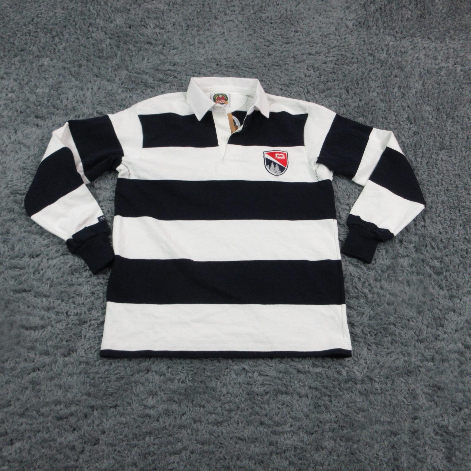 Barbarian Rugby Shirt Mens Small White Navy Striped Long Sleeve Jersey NWT gallery