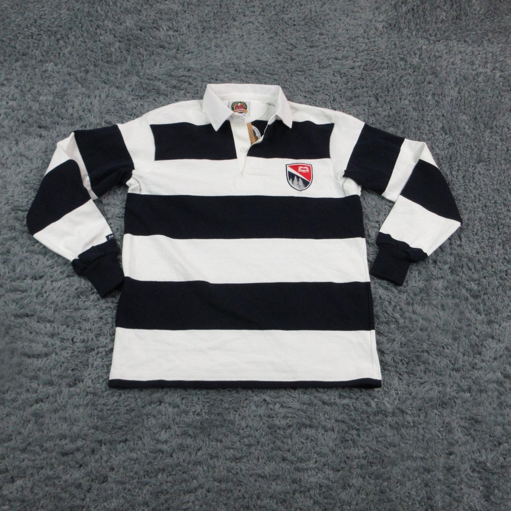 Barbarian Rugby Shirt Mens Small White Navy Striped Long Sleeve Jersey NWT
