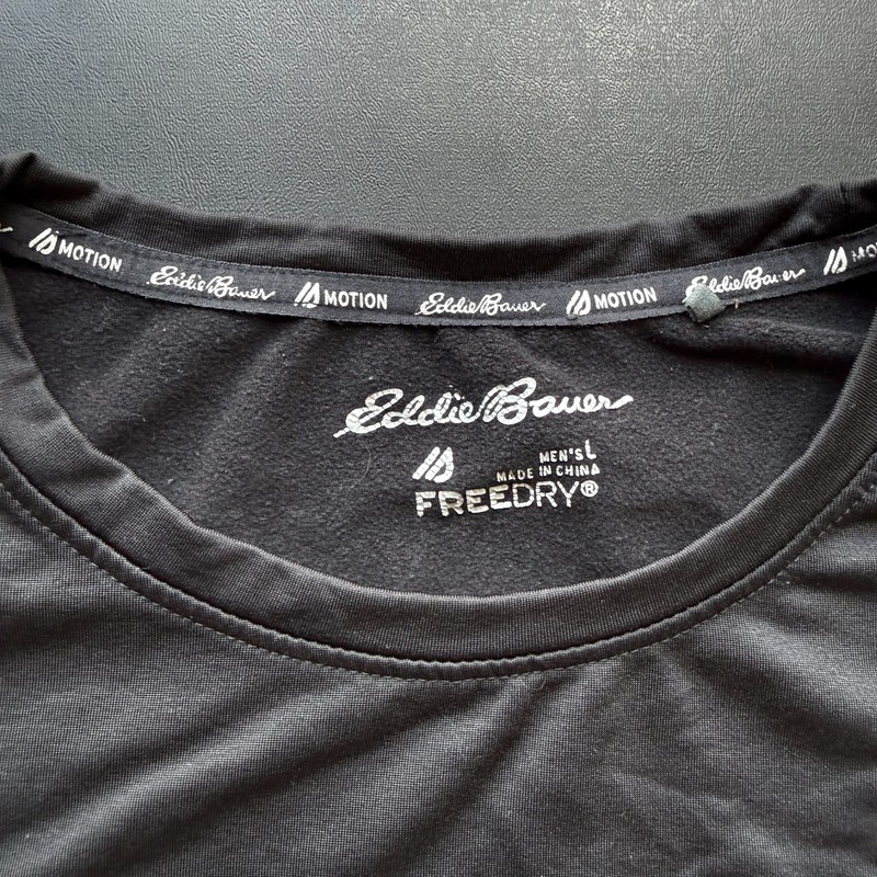 Eddie Bauer FreeDry Motion Shirt Mens L Black Performance Long Sleeve Crew Neck gallery
