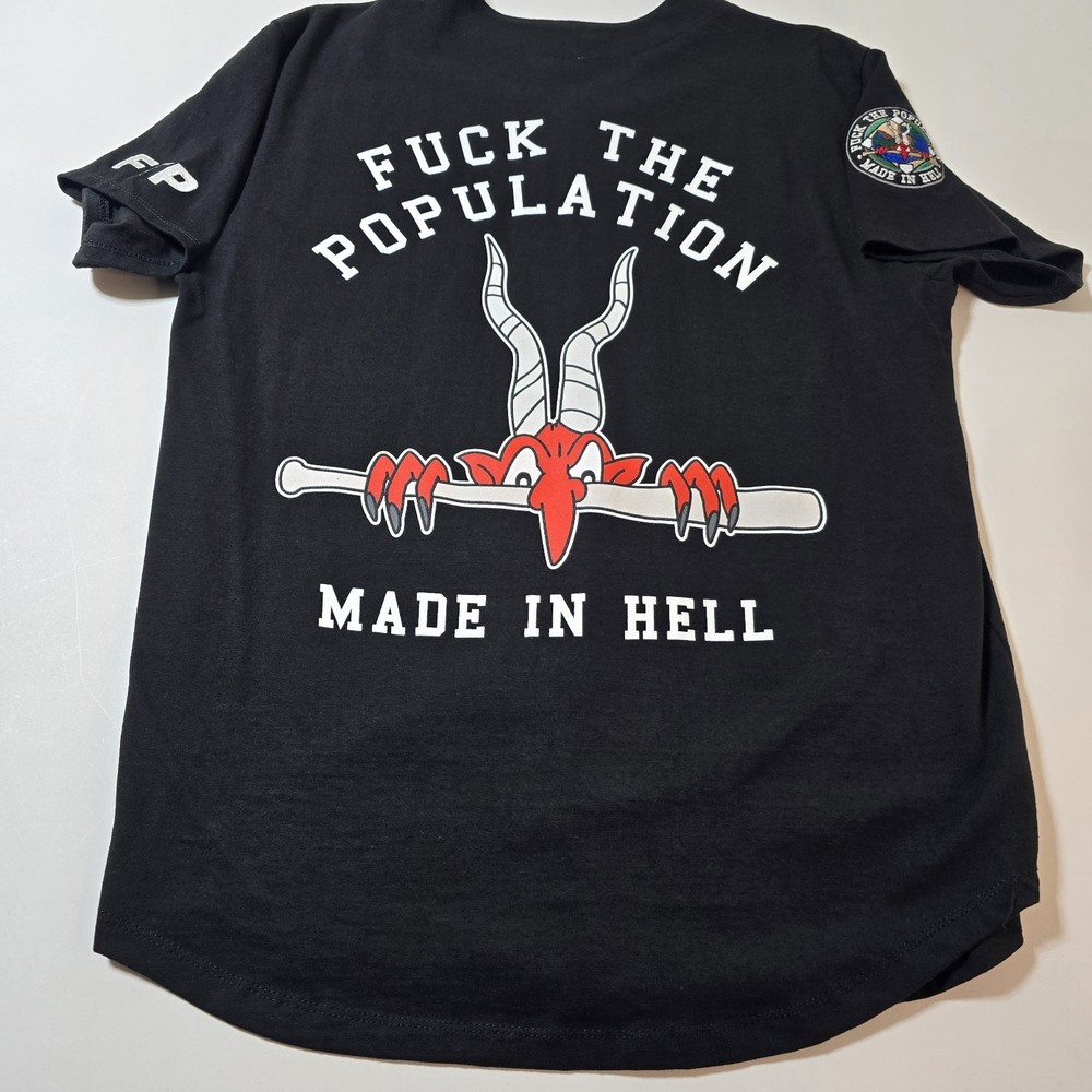 FTP FuckThePopulation Made In Hell Baseball Jersey Black Size: L