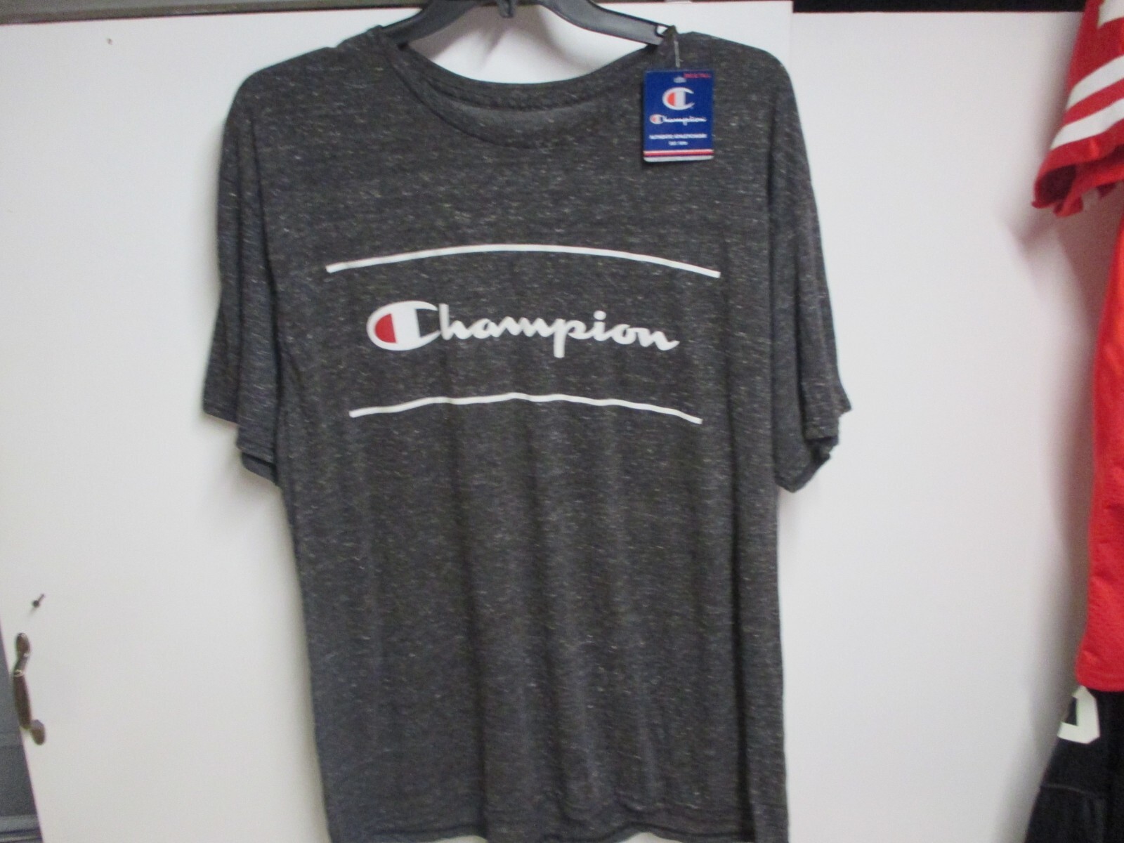 CHAMPION MENS CLASSIC LOGO SHORT SLEEVE T SHIRT (2XL) NWT BLACK HEATHERED SOFT! gallery