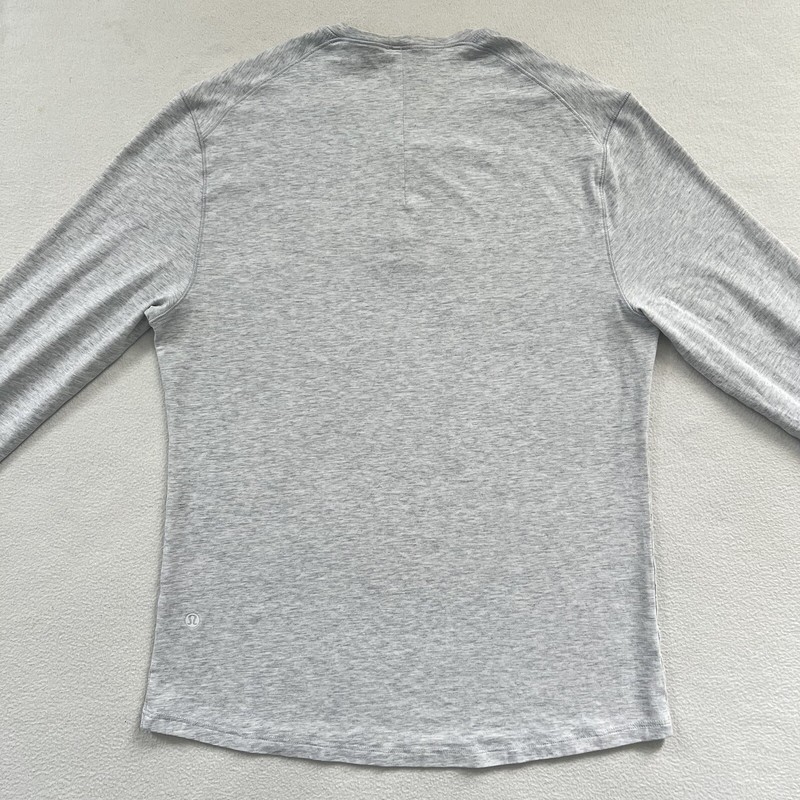 Lululemon Men 5 Year Basic LS Henley Light Grey Pima Cotton Long Sleeve Shirt S gallery