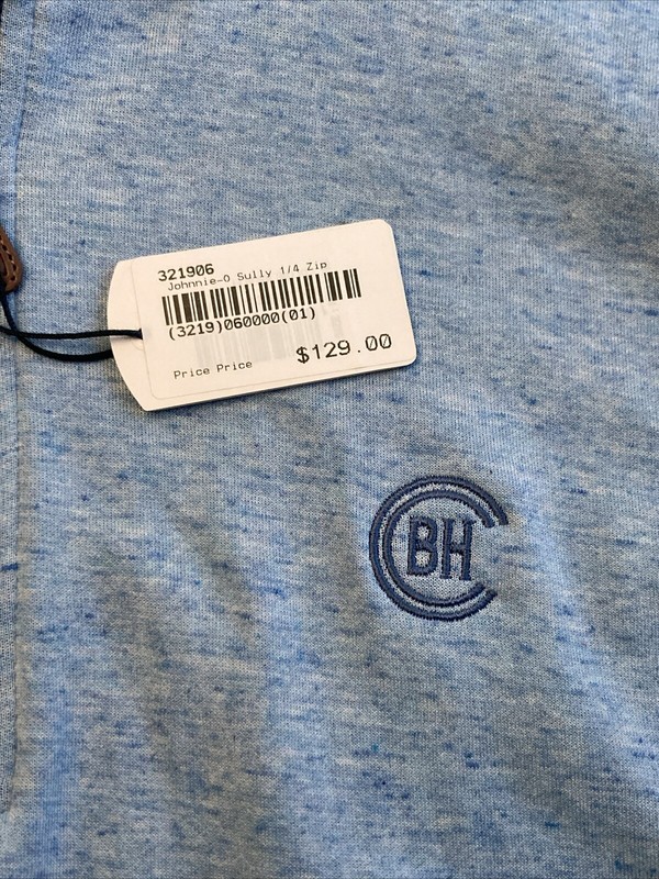 Johnnie-O Sully Performance 1/4 Zip Pullover Heather Blue Long Sleeve BHCC NWT M gallery
