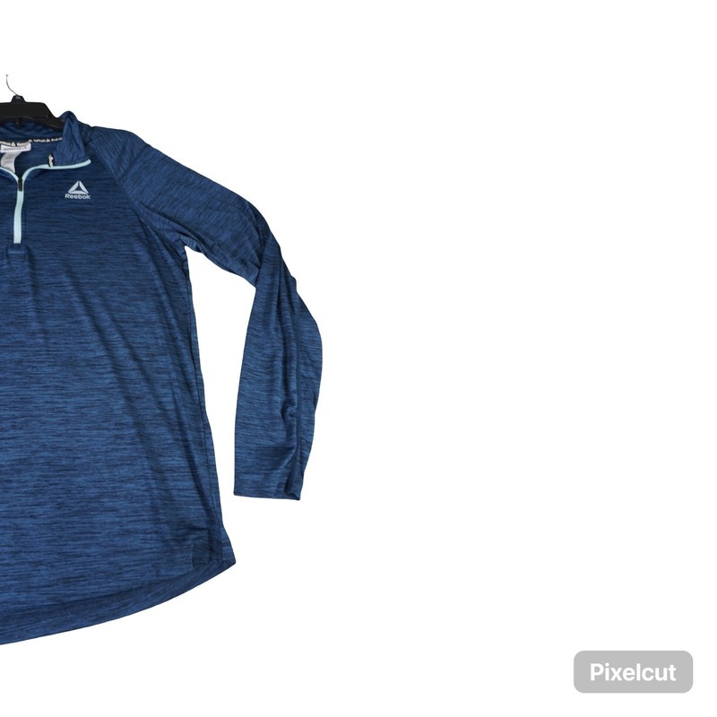 Reebok Quarter Zip Pullover Mens Medium Blue Space Dye Activewear Long Sleeve gallery