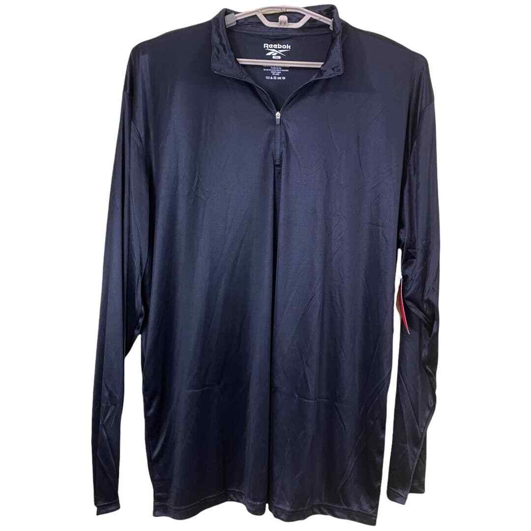Men's Reebok Silver Gray 1/4 Zip Long Sleeve Active Top Size 2XL gallery