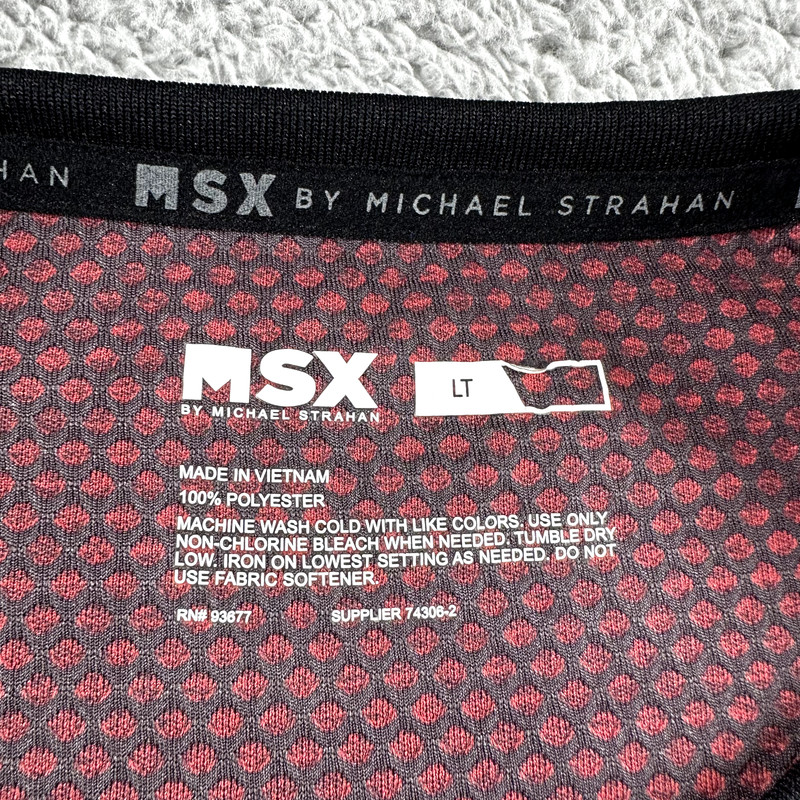 MSX Michael Strahan Shirt Mens Large Tall Red Athletic Long Sleeve Polyester gallery
