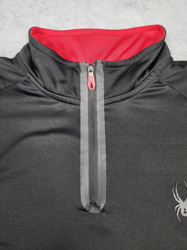 Spyder Active Pullover Mens Large Black Red ProWEB Fleece Lined 1/2 Zip Shirt gallery