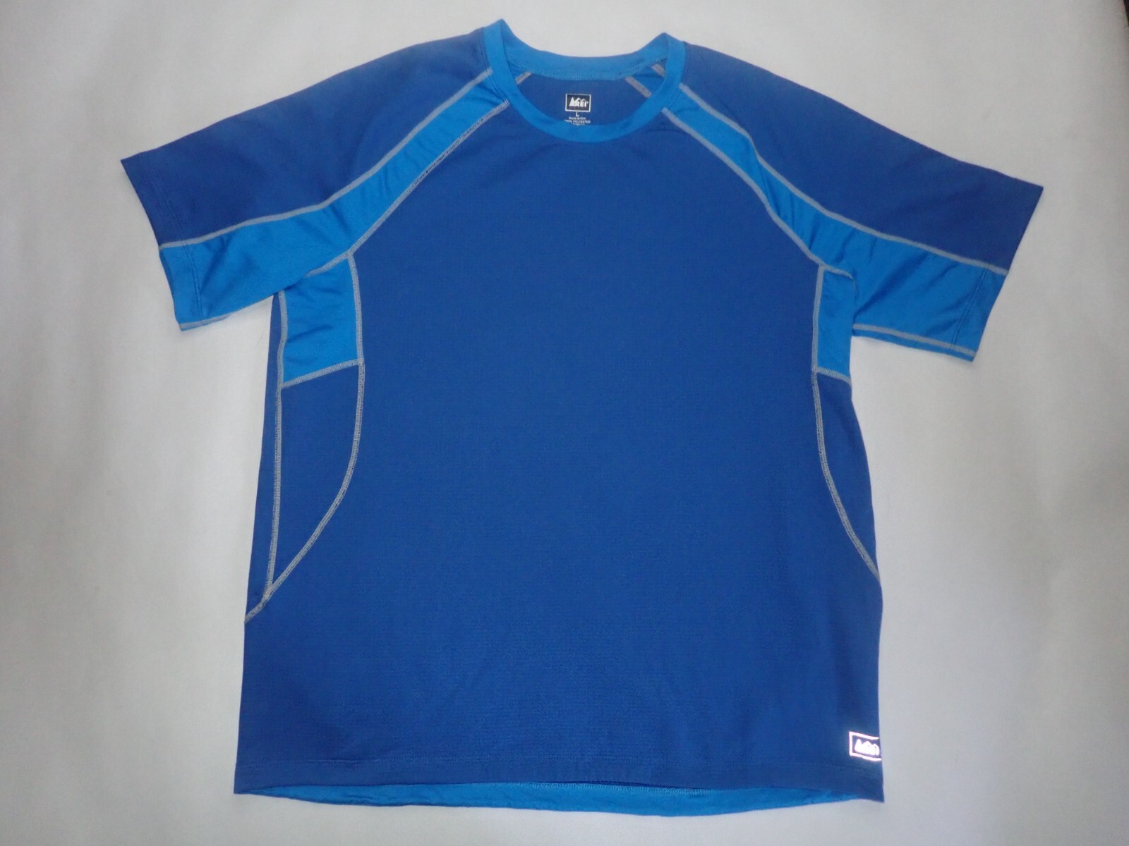 REI base Layer Short sleeve Wicking T Shirt Mens L Blue Gorpcore Hike gallery