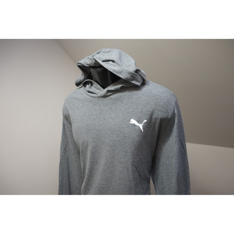 Puma Hooded Sweat Shirt T-Shirt Mens XL Grey Long Sleeve Athletic Performance gallery